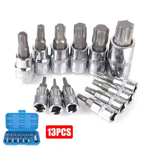 1/4" 3/8" 1/2" Drive 13 Pcs T8-T70 Car Removal Tools For Ratchet Torque Spanner Socket Wrench Tools