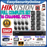 HIKVISION 5MP Full Set DIY 16-CHANNEL Ultra Full HD 1440P HIK CCTV 16CH DVR + Camera + 1TB/2TB/4TB H