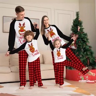 Fawn-Themed Letter Lattice Print Pajama Set - Matching Family Sleepwear for Christmas