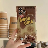 เคสถุงขนมสกรีนลาย กันเลนส์กล้อง บิดงอได้สำหรับ 7p/8p xr 11 11promax 12 12pro 12promax 13 13promax 14