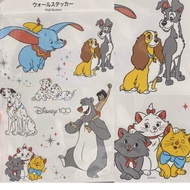 (玻璃牆貼) 日本迪士尼100周年紀念 The anistocats 瑪麗貓Marie 瑪莉貓富貴貓 lady and the tramp小姐狗小飛象Dumbo 101 斑點狗行李箱貼紙wall St