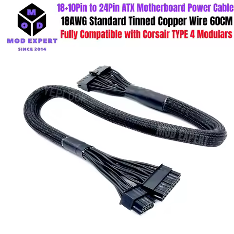 18+10Pin to 24Pin ATX Main Motherboard Power Cable for Corsair AX1600i 1600W, AX1000 1000W, AX850 85