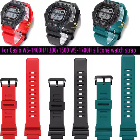 For Casio watches WS-1400H/1300/W-737H MW610 MWD110 WS1700H Silicone Watch Band Men Women Waterproof