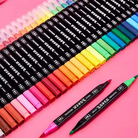 Aihao 12/18/24/36 Colors Dual Brush Pen Set Washable Hard Soft Twin Marker Pens for Kids Student Sch