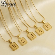 LOVURE 18K Golden Letter Pendant,Initial Frosted Hollow Necklace Kwintas for Women,Stainless Steel N