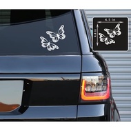 Butterflies Vinyl Decals Stickers for Cars, Van, Trucks, Laptop (White, 4.5" x 4.4")