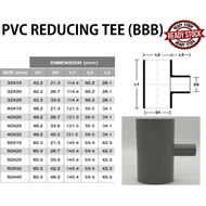 32MM 40MM 50MM PVC PIPE FITTING BRAND BBB (BINA) REDUCING TEE | PAIP AIR FITTING KELABU