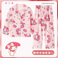 baju tidur budak perempuan Melody Cotton Like Sanrio Sleepwear for Kids Cartoon Pajamas Girls Long S