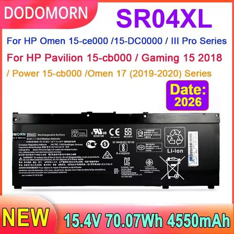 DODOMORN SR04XL Laptop Battery For HP Omen 15-ce000 15-DC0000 Pavilion 15-cb000 Pavilion Gaming 15 2