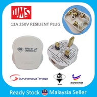 UMS 13a 250v AC Resilient Plug Fitted With 13A Fuselink