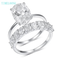 Pass Diamond Test 4.5CT Real Moissanite Oval Cut Diamond Ring Sets 925 Sterling Silver Jewelry Anniv