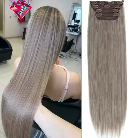 24Inches 200Grams M888 Ombre Blond 27/613 4Clips In Straight Hair Extensions Bio Heat Resistant Soft