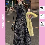 Autumn winter maternity dress designed by Aidenshop Beautiful long vantage floral maternity dress