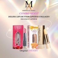 DHERB COMBO MOIST Lipstick Collegen and Lipstick Delima treats dry lips, bloody, darkens lips