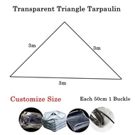 3X3X3M Triangle Transparent Tarpaulin Outdoor Garden PVC Waterproof Tarp 0.3mm Rainproof Cloth Patio