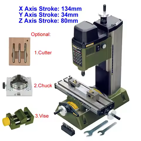 PROXXON Milling Machine MF70 Bench Driller Woodworking Lathe with Dividing Head Chuck Tungsten Steel