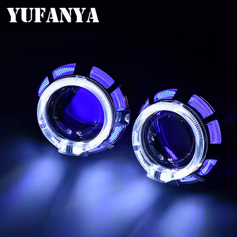 2.0 Inch Bi Xenon Hid Projector Lens DRL Double LED Angel Eyes Shroud H4 H7 Adapter Motorcycle Car H