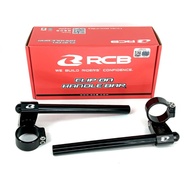 [ M8 BOLT ]  RCB   [ 47MM  ] * SILVER / BLACK * CLIP ON LIFTED ADJUSTABLE HANDLE BAR SET