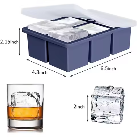Large Ice Cube Tray Big Square Ice Cube Maker Whiskey Cocktail Silicone Old Fashioned Ice Cube Trays