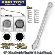 King Toyo Offset 45 Degree Double Ring 6 Point & 12 Point Spanner Wrench For Automotive Car Machiner