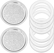 Spare Parts for Moka Pot Bialetti 3/4 Cup Gasket Coffee With 2 Stainless Filter Plate & 6 Silicone S