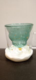 Christmas Tree Double Glass Cup with Lid 聖誕樹造型雙層玻璃杯連蓋