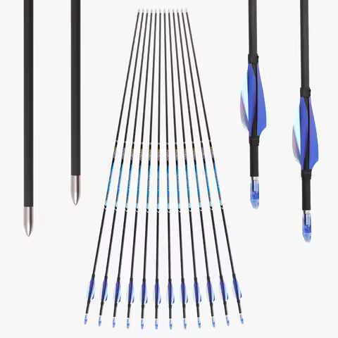 6/12pcs Pandarus ID4.2mm Pure Carbon Arrow 1.75inch Spin Vanes Feather Archery Arrow Shaft DIY Recur