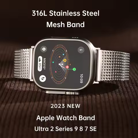 Top Quality 316L Stainless Steel Mesh Band For Apple Watch Ultra 2 49mm Series 10 9 8 SE 45mm 44mm 4