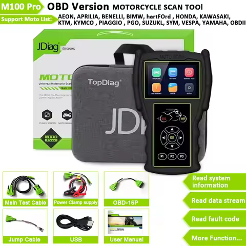 JDiag M100 Pro Motorcycle Diagnostic Scanner Tool OBD2 Fault Diagnostic Motorbike Code Reader For BM
