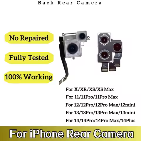 Working Rear Camera For iPhone XS 11 12 13 14 Pro Max Back Camera X XR 12 mini Main Lens Flex Cable