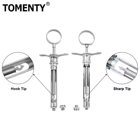 1Pcs Dental Injection Syringe Stainless steel Anesthesia Aspirating with Hook-head Sharp Head Surgic