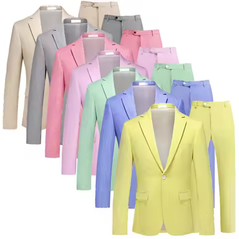 New Men's Business Social Striped Suits, Available in 9 Colors for Male Wedding Party Tuxedo Blazers