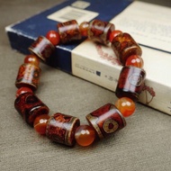 Agate Three-Eyed Dzi Bracelet Men's Dzi Bead Agate Bracelet [Get Coupon] 9.15