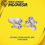 KQ2U04-00 FITTING Y SLIP LOCK PNEUMATIC HOSE 4MM X 4MM X 4MM SMC KQ2U04-00