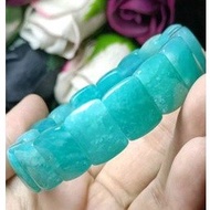 Natural Amazonite Papan Bracelet width 15mm+- 精品天然冰种天河石老矿(亚马逊石) 天河石手排 宽度 15mm+-