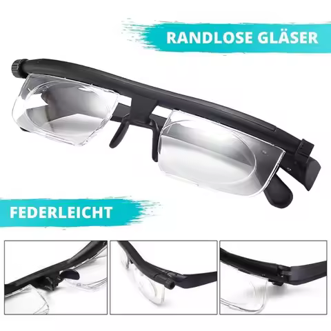 -6D To +3D Adjustable Strength Lens Eyewear Variable Focus Distance Vision Zoom Reading Glasses Dist