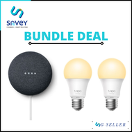 (SG SELLER) GOOGLE NEST MINI (2ND GEN) [CHALK/CHARCOAL] + TP-LINK TAPO L510E (2 PACK) DIMMABLE SMART WIFI LIGHT BULB (WARM WHITE) (LOCAL STOCKS)