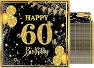 Pack of 20 Napkins 60th Birthday Boy 33 x 33 cm Black Gold Paper Party Napkins Table Decoration for 