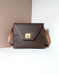 特選貨品Celine老花金扣小信封盒子皮革單肩側背斜孭揹包手袋