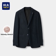 HLA | Velvety Stretch Blazer Metal Pin Notch Collar Business Suit