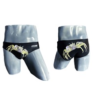 SW133 กางเกงว่ายน้ำผ้าไลคร่า สกรีนลายกราฟิก หน้า - หลัง Awesome sport