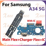 For Samsung Galaxy A34 5G A346 Charging Port Flex Cable USB Dock Connector Motherboard Phone Replace