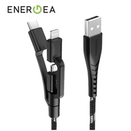 ENERGEA Nyloflex 3 in 1 Micro USB + Lightning MFI C89 + Type C Charge &amp; Sync Phone Cable Charger 1.5m