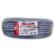 100% Pure Full Copper (40/0076 / 70/0076 X 3 Core Flexible Wire Cable) Made in Malaysia PER FEET