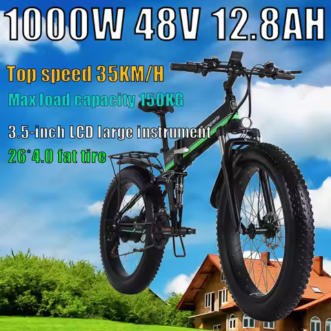 Folding Electric Bike Mountain Cross-Country Electric Bicycle 1000W Motor48V12.5AH Battery 26*4.0 fa