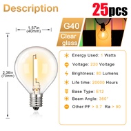 G40 Colored Led String Light Replacement Bulb E12 Candelabra Base 1W Globe MultiColor Ball Lamps RGB