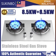 SUKINBO 8.5KW Stainless Steel Double Burner Dapur Gas Liquefied Gas Cooker Cooktop Desktop/Built In 