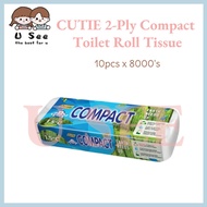 CUTIE 2-Ply Compact Toilet Roll Tissue (10pcs X 8000'S)