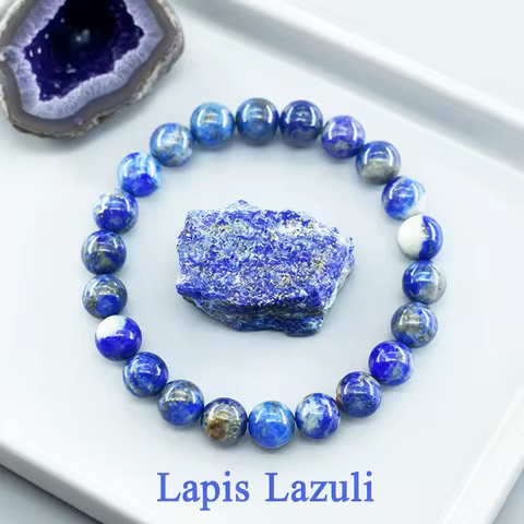 Real 5A Natural Lapis Lazuli Stone Beads Bracelet Homme Elastic High Quality Energy Healing Jewelry