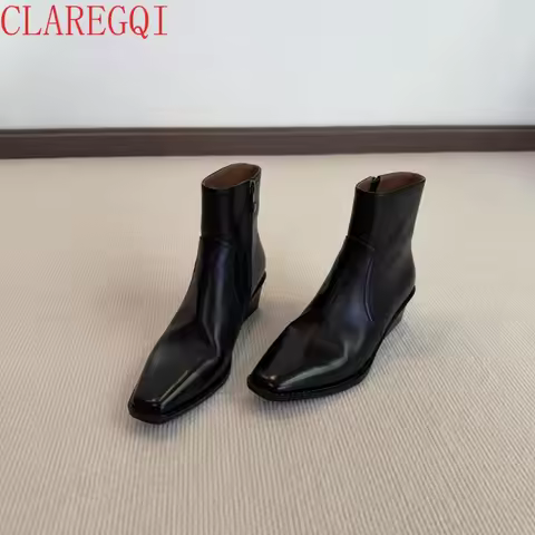 Elastic and thin black ankle bootsfor women retro ankle boots for women Allmatch commuting Ankle boo